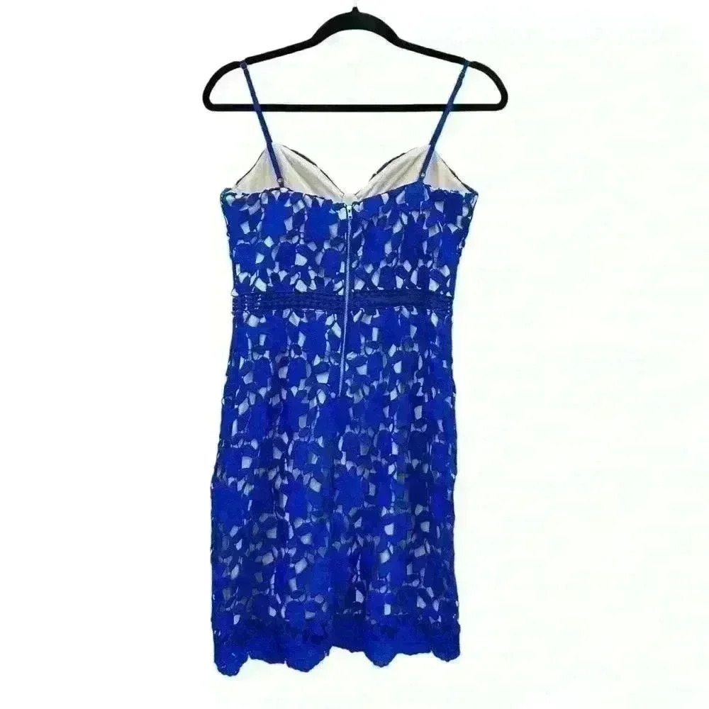 Lulu’s Giovanni Royal Blue Sleeveless Sheath Lace Dress Medium NWOT Women’s - Picture 5 of 8